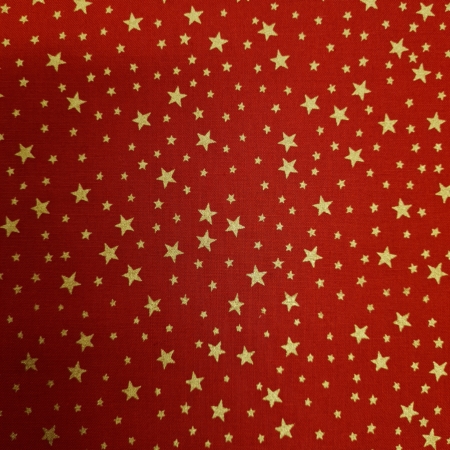 Weihnachten Baumwolle Stoff "goldenen Sterne" rot